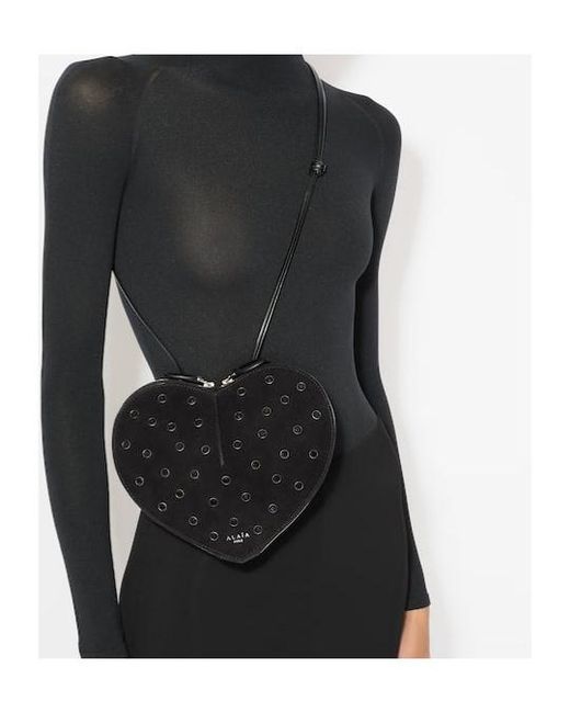 Alaïa White Heart-Shaped Crossbody Mini Bag