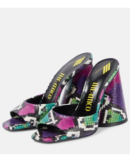 The Attico Green Luz Snakeskin High-Heeled Sandals