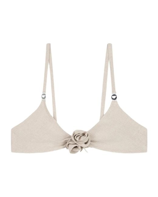 Coperni Natural Flower Gathered Bikini Top