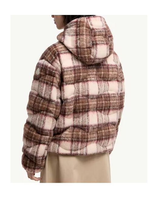 Moncler Brown Cervi Wool Blend Hooded Short Down Jacket
