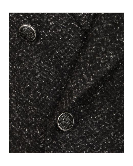 Tagliatore Black Double-Breasted Bouclé Jacket for men