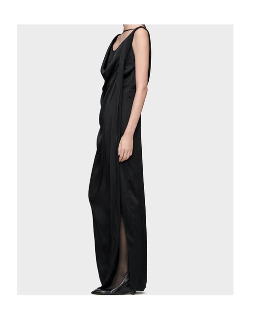 Maison Margiela Black Draped Split Maxi Dress