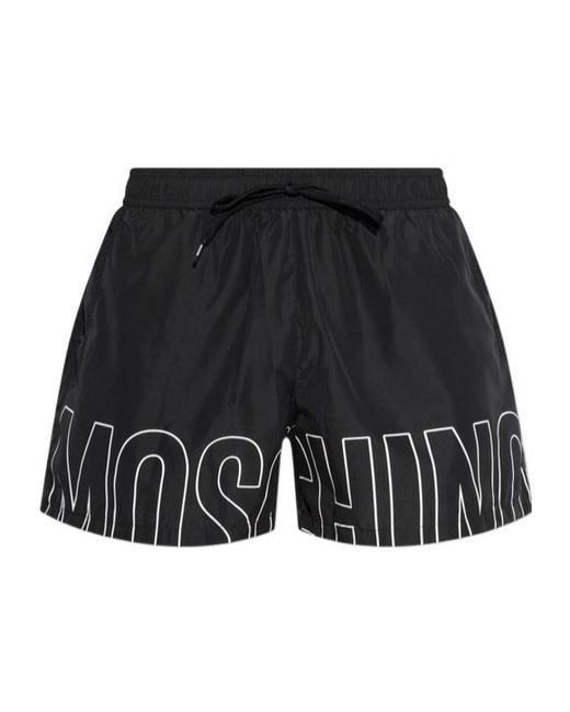 Moschino Black Drawstring Swim Trunks for men