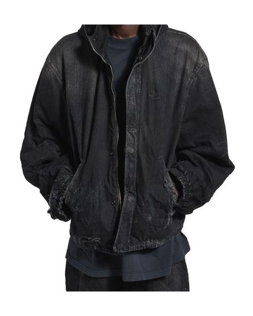 Balenciaga Black Hooded Workwear Jacket for men