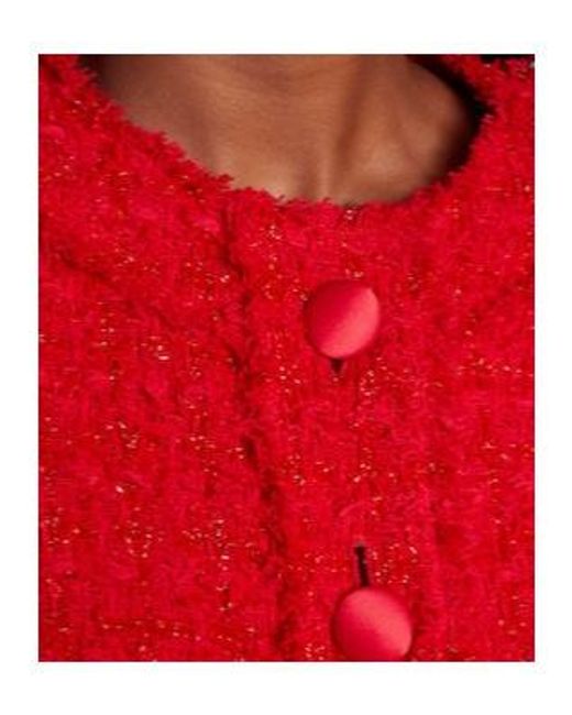 Dolce & Gabbana Red Cropped Cotton-Blend Tweed Jacket