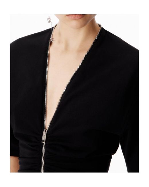 Alexander Wang Black Ruched Zipped Top