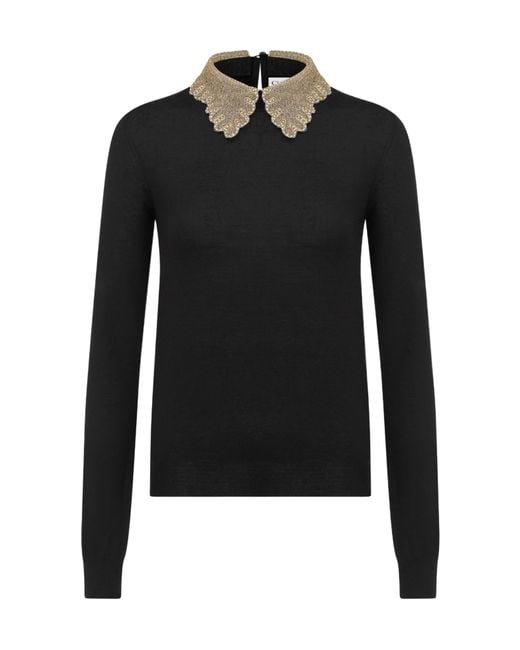 Dior Black Sweater With Removable Embroidered Collar