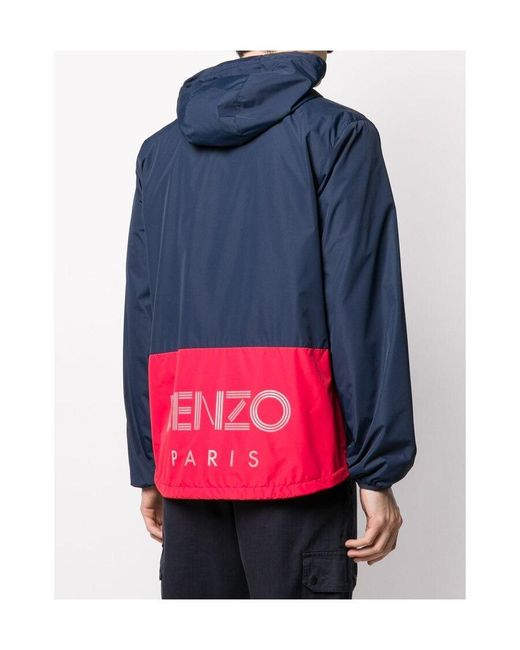 KENZO Blue Zipped Logo Windbreaker for men