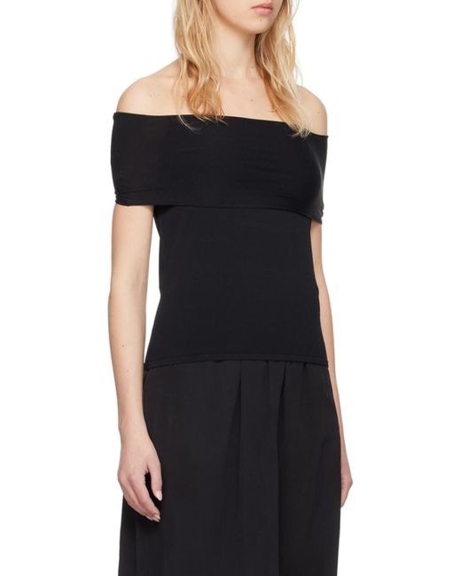 Quira Black Off-The-Shoulder Short-Sleeve T-Shirt