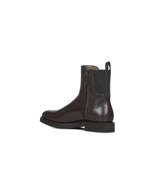 Brunello Cucinelli Brown Round Toe Ankle Boots