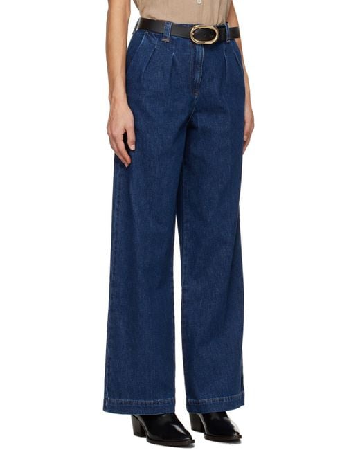 A.P.C. Blue High-Rise Wide-Leg Jeans