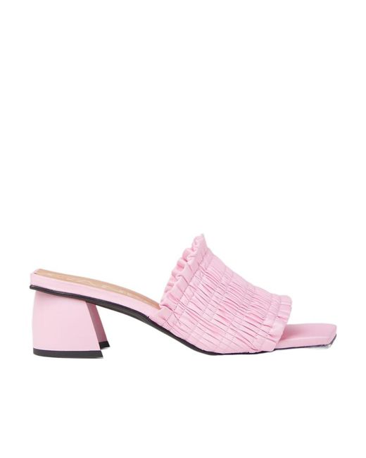 Ganni Pink Smock Kitten Heel Mules