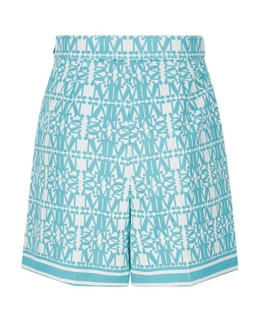 Max Mara Blue Graphic-Print Jacquard Shorts