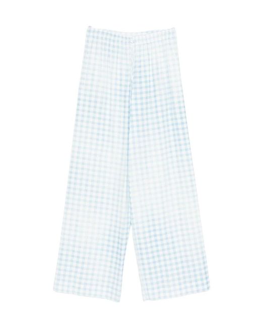 Ermanno Scervino White Gingham Wide-Leg Pants