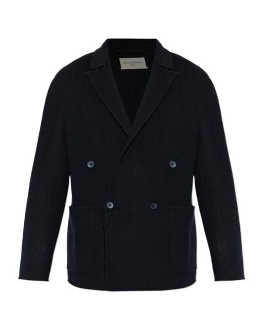 Officine Generale Blue Officine Générale Maxwell Double-Breasted Coat for men