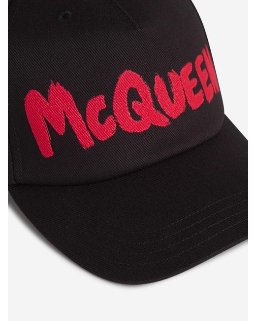 McQueen White Graffiti Logo Printed Baseball Cap for men