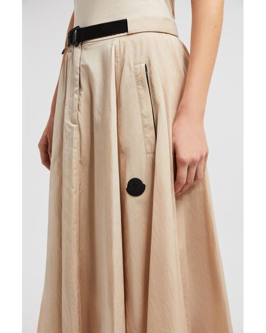 Moncler Natural Logo Patch Belted Skirt