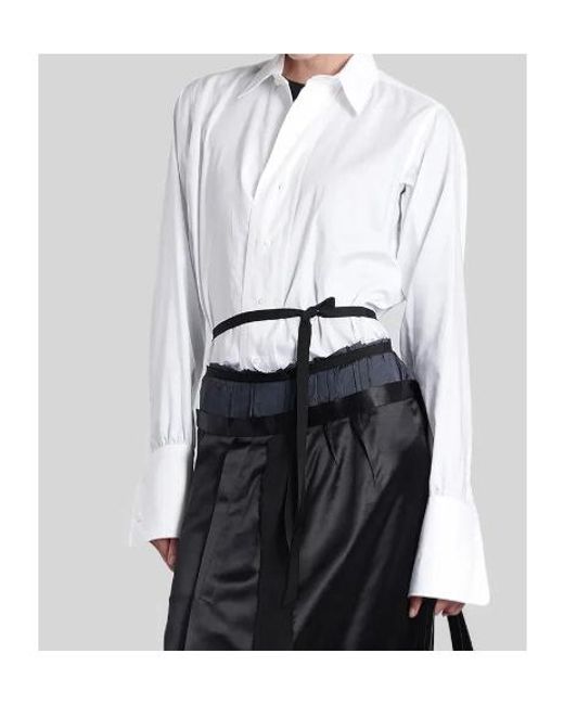 Maison Margiela White Curved-Hem Long Sleeved Shirt