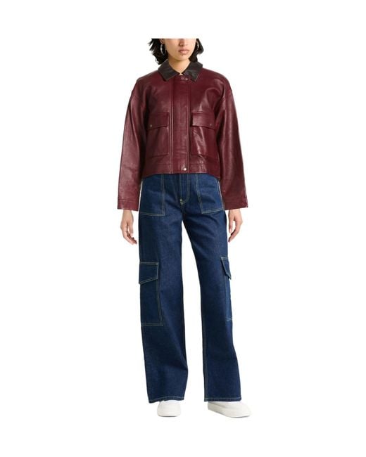 Rag & Bone Red Color-Blocked Leather Jacket