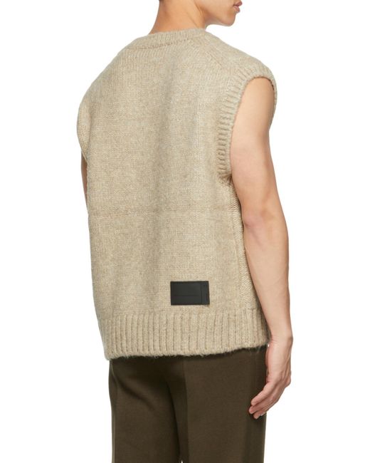 we11done Natural Cable-Knit V-Neck Vest for men