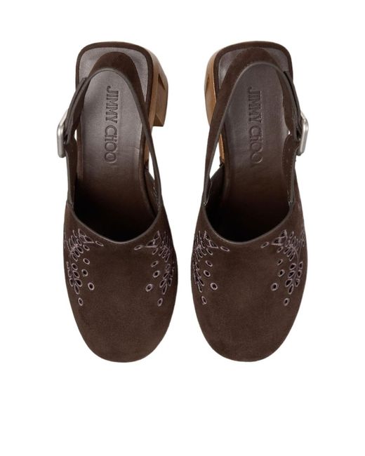 Jimmy Choo Brown Alida 135 Suede Platform Clogs