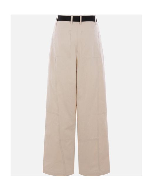 Plan C Natural Belted Canvas Trousers