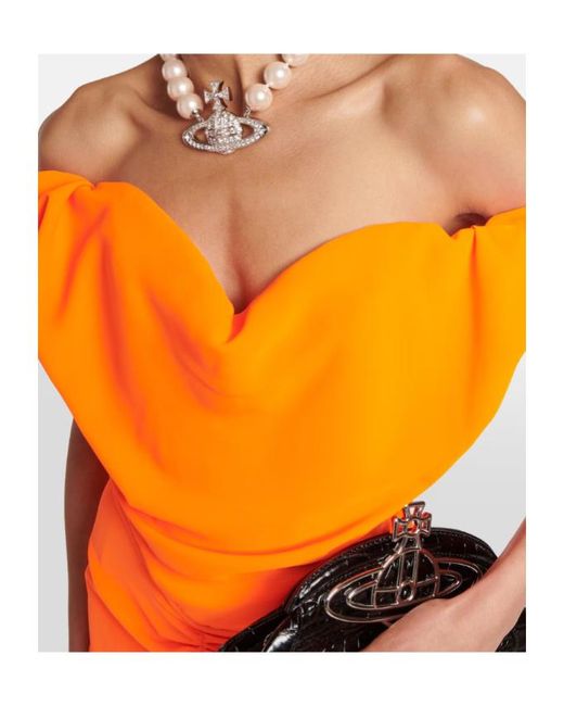 Vivienne Westwood Orange Off-The-Shoulder Crepe Bustier Top