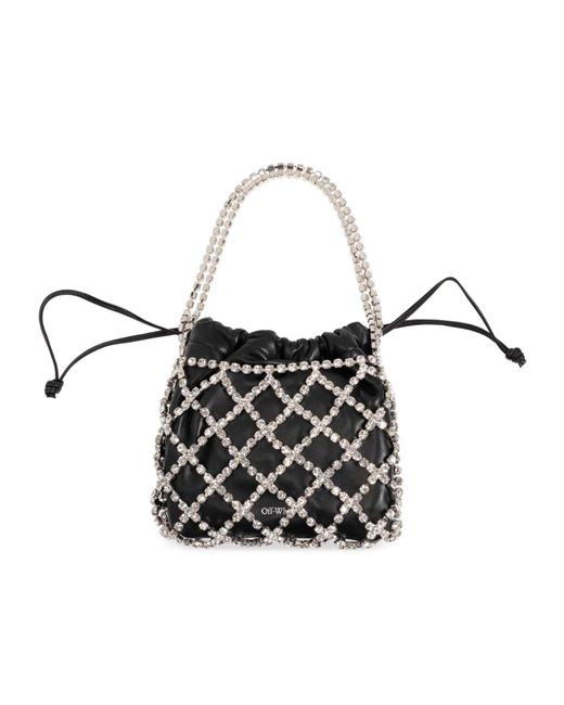 Off-White c/o Virgil Abloh White Crystal Embellished Top Handle Bag
