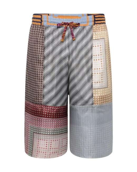 MARINE SERRE Gray Scarves Drawstring Shorts