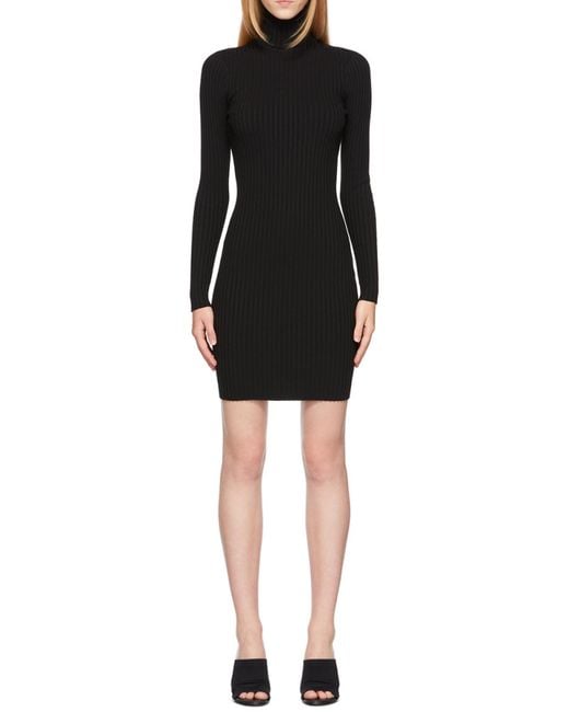 Wolford Black Ribbed Knit Long-Sleeved Mini Dress
