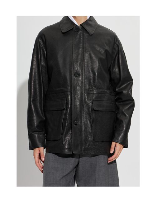 Arma Black Long-Sleeve Leather Jacket for men