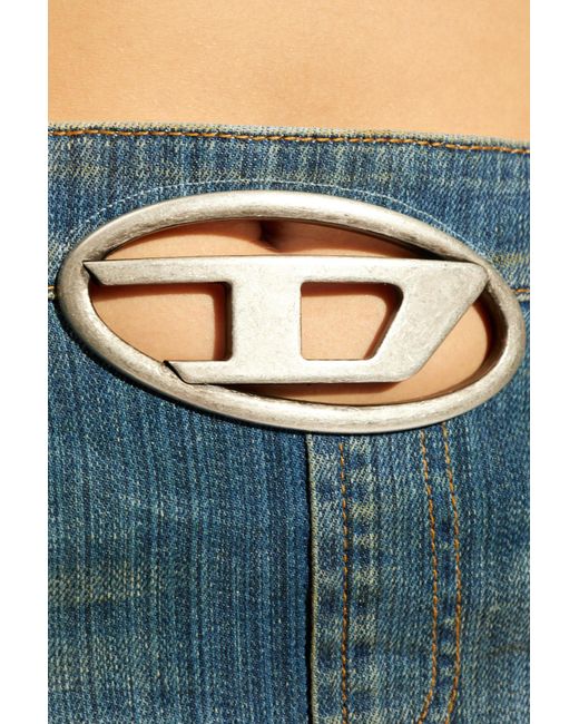 DIESEL Blue Logo-Plaque Denim Mini Skirt