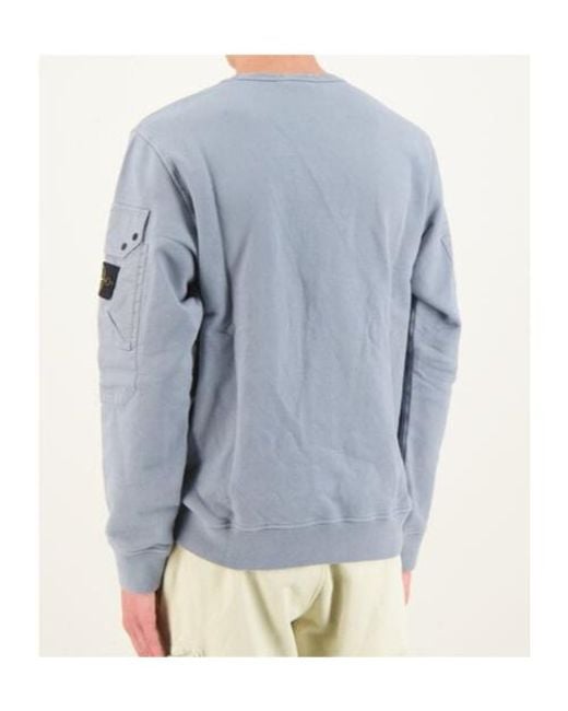 Stone Island Blue Compass-Badge Cotton Sweatshirt for men