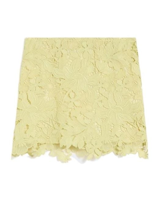 Sportmax Yellow Floral Lace Skirt