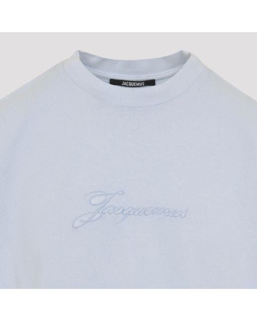 Jacquemus Blue Logo Embroidered Crewneck T-Shirt for men
