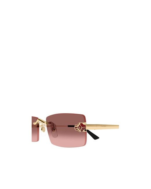 Cartier Brown Frameless Rectangular Sunglasses for men