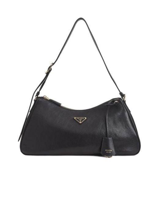 Prada Black Logo Charm Shoulder Bag