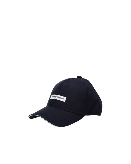 Emporio Armani Blue Logo-Patch Curved Peak Baseball Cap for men