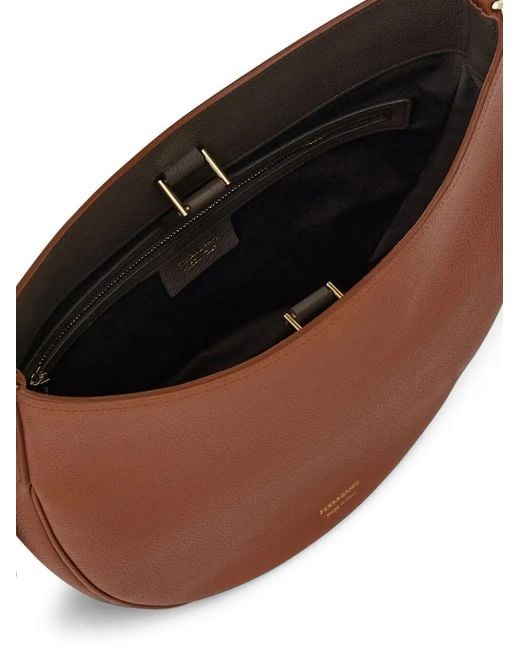 Ferragamo Brown Ferragamo Logo Printed Medium Hobo Bag