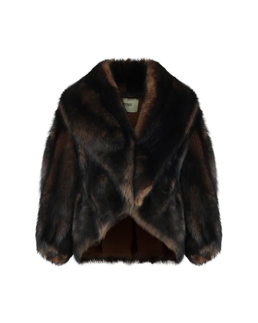Fendi Brown Faux-Fur Reversible Jacket