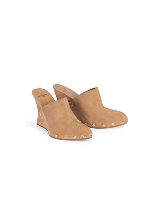 Balmain Brown Wedge Clogs