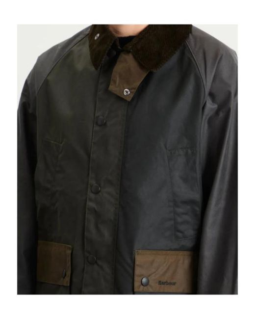 Barbour Gray Patchwork Os Bdl Buttoned Wax Jacket for men