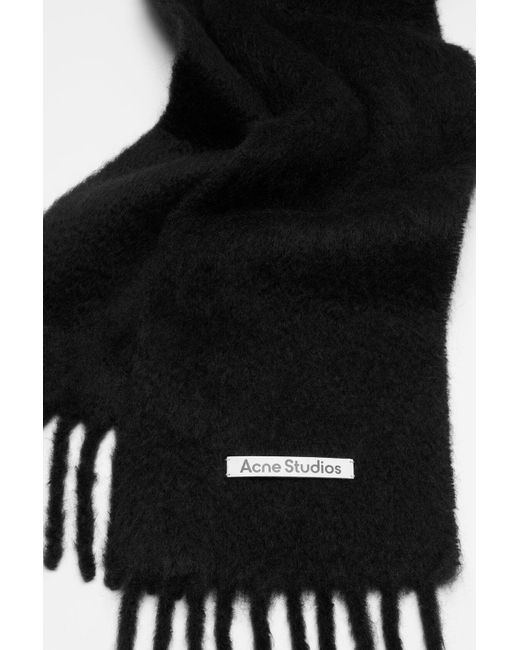 Acne Black Fringed Scarf for men