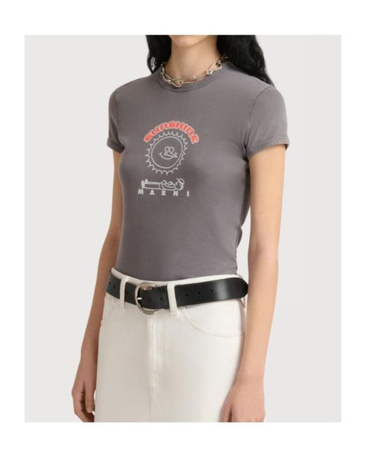 Marni Gray Sunshine Print T-Shirt