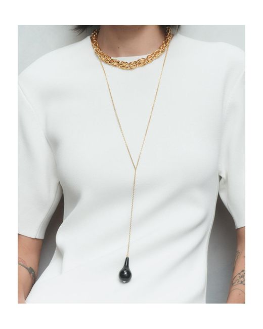 Totême White Large Onyx Drop Necklace