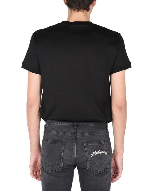 McQueen Black Logo Embroidered T-Shirt for men