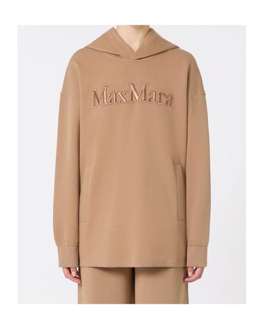 Max Mara Natural Visiera Logo Embroidered Hoodie