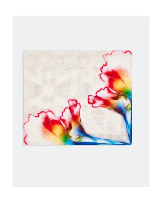 McQueen White Solarised Garnet Classic Silk Foulard