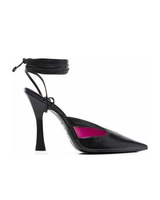 The Attico Black The Pointed-Toe Lace-Up Pumps