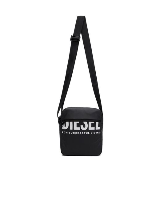 DIESEL Black Logo-Print Messenger Bag for men